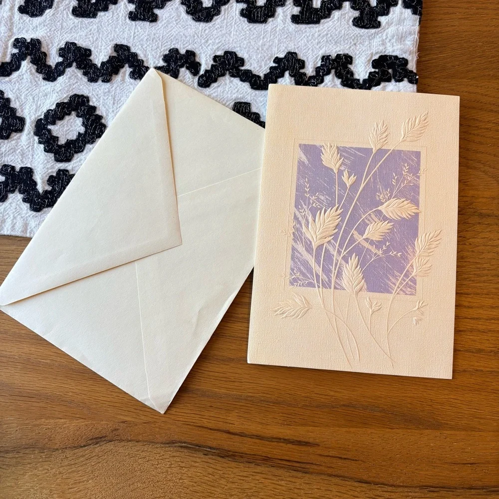 Hallmark Embossed Wheat Friend Greeting Card pastel cottage hobby